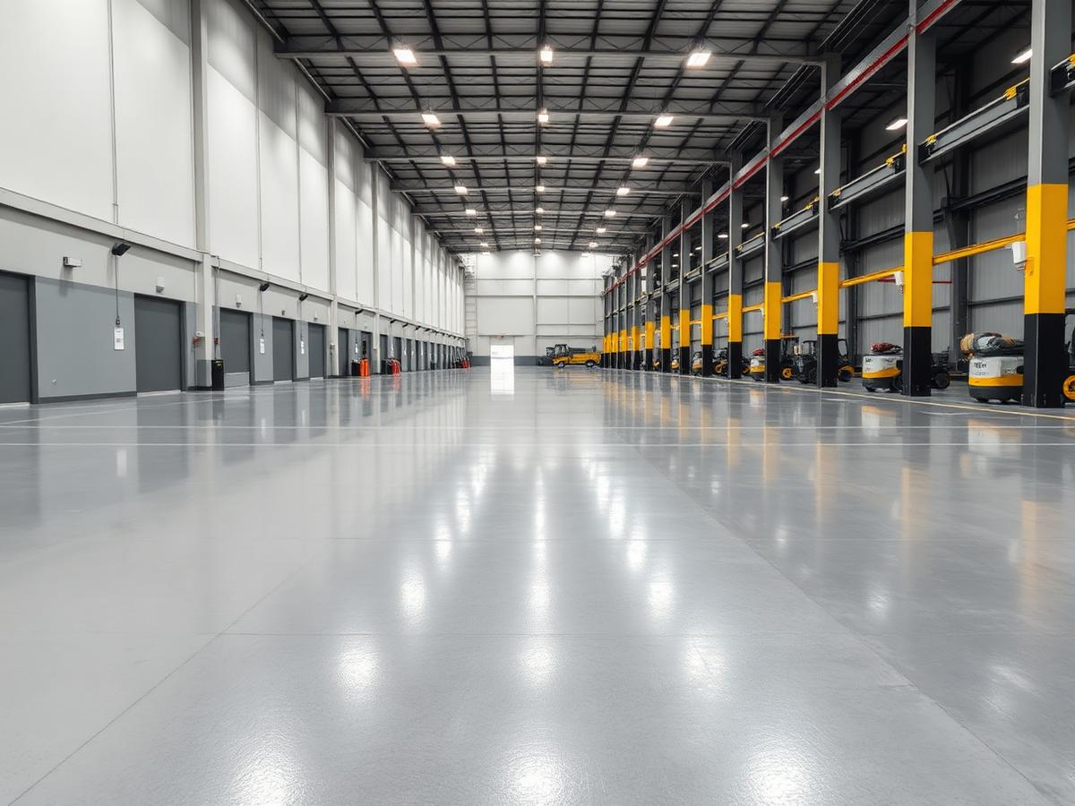 Large commercial floor with a coating