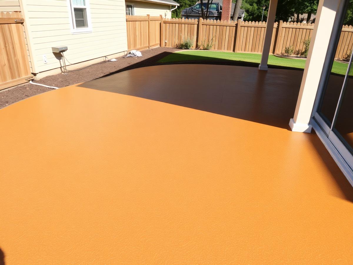 Coated outdoor concrete patio